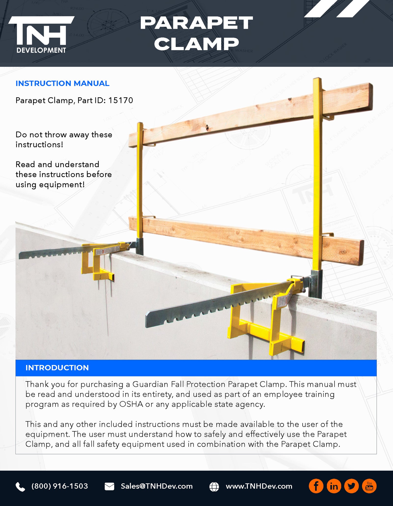 Parapet Clamps ($20.00 PER 8' WEEKLY RENTAL)
