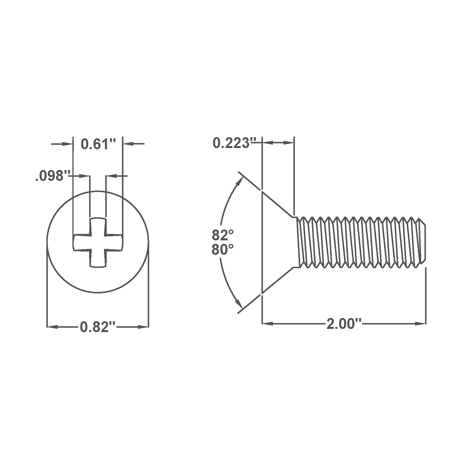 1/2" x 2" 13 - Slotted Flathead Phillips