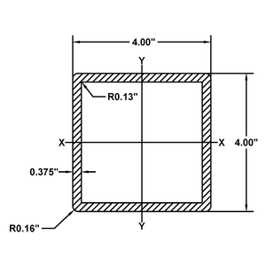 Square Tube 4" x 3/8" x 20'