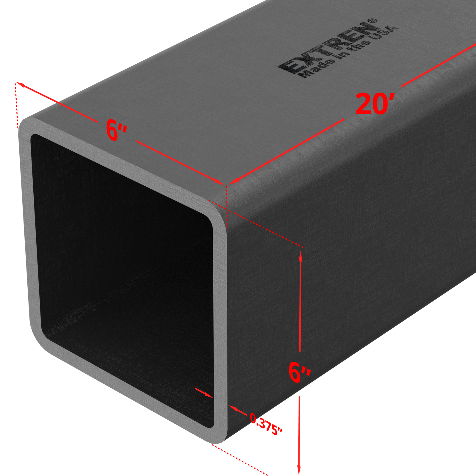 Square Tube 6" x 3/8" x 20'