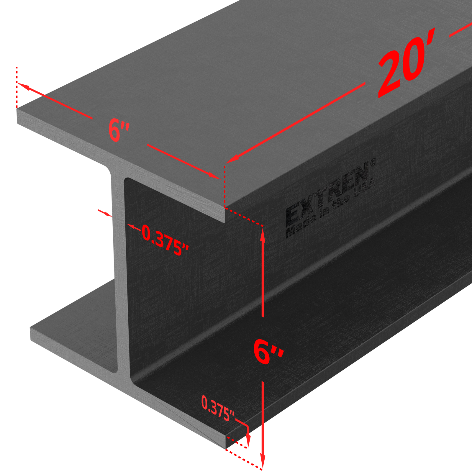 Wide Flange Beam 6" x 3/8" x 20'
