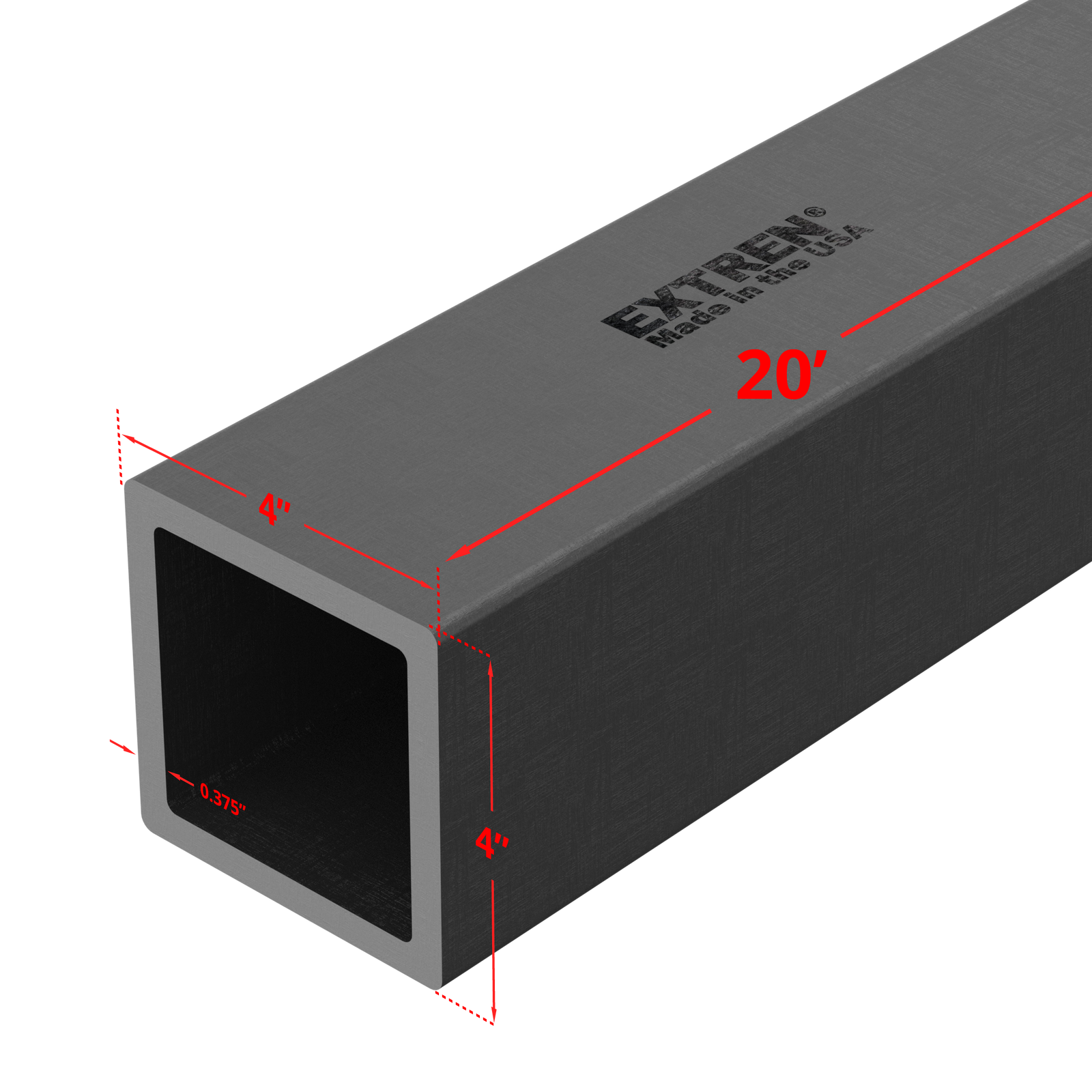 Square Tube 4" x 3/8" x 20'