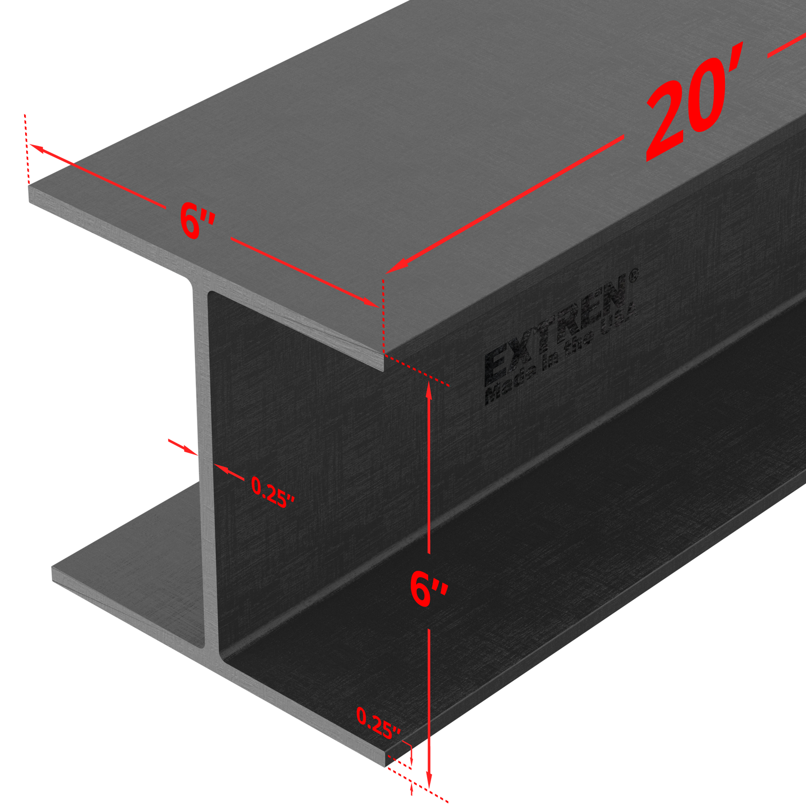 Wide Flange Beam 6" x 1/4" x 20'