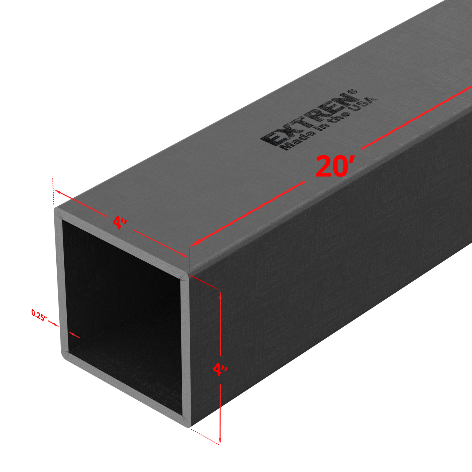 Square Tube 4" x 1/4" x 20'