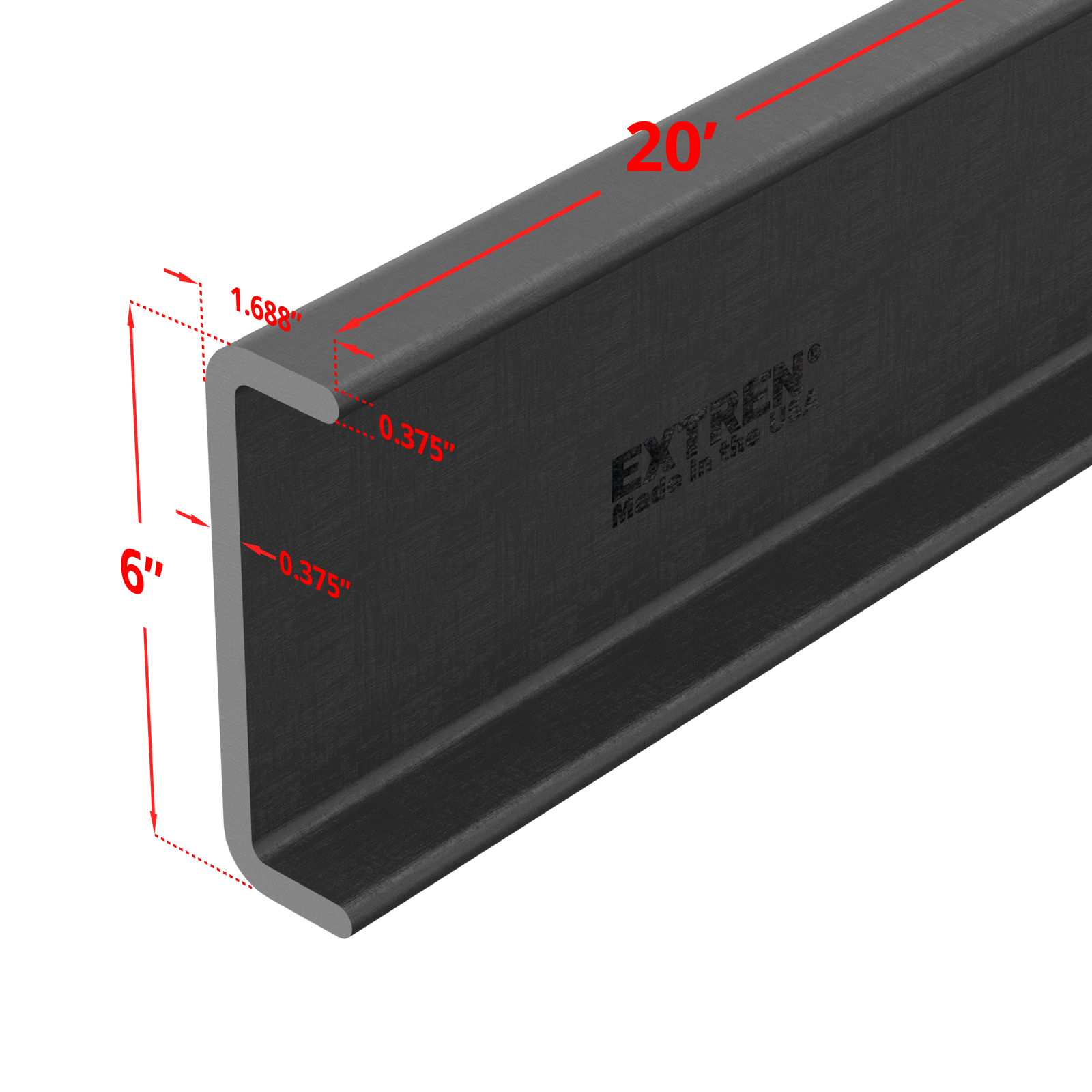Channel 6" x 1-11/16" x 3/8" x 20'