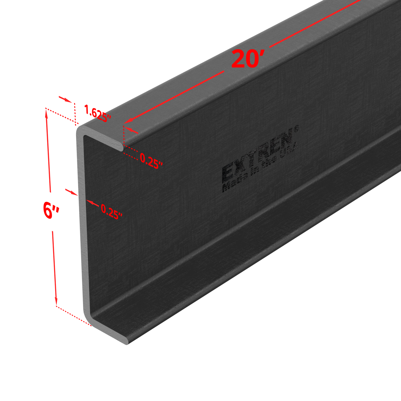 Channel 6" x 1-5/8" x 1/4" x 20'