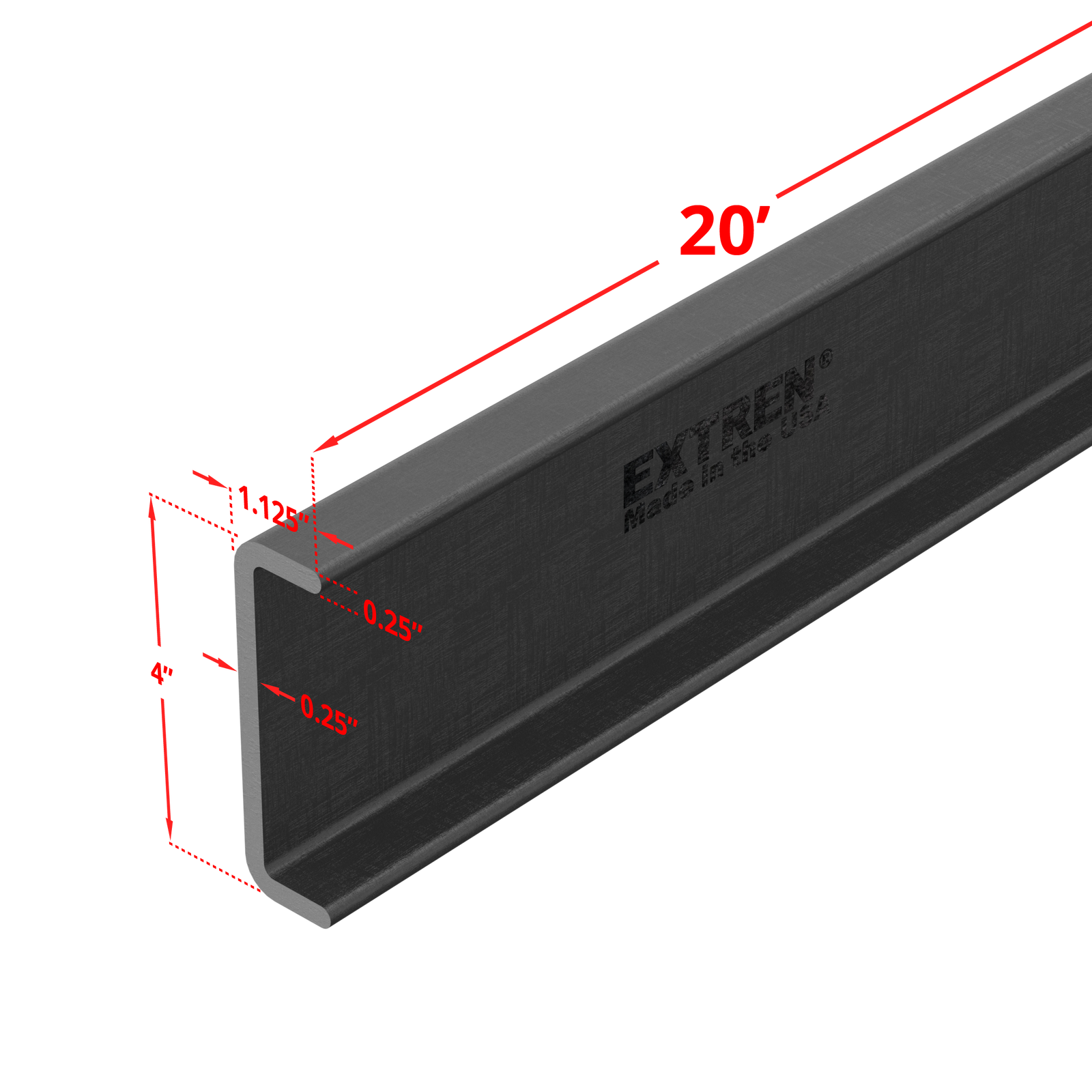 Channel 4" x 1-1/8" x 1/4" x 20'